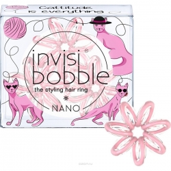 Invisibobble Nano Cattitude Is Everything! - Резинка для волос пудровый, 3 шт