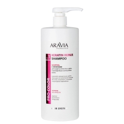 Aravia Professional Keratin Repair Shampoo - Шампунь с кератином для защиты структуры и цвета поврежденных и окрашенных волос, 1000 мл