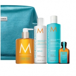 Moroccanoil - Набор Восстановление (шампунь 250 мл,кондиционер 250 мл, масло 25мл, жидкое мыло 360 мл)+косметичка