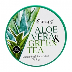 Esthetic House Aloe Vera & Green Tea Hydrogel Eye Patch - Патчи для век с алоэ и зелёным чаем, 60шт