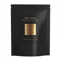 Beautific Insta Diva Shimmering Body Scrub - Сияющий кофейный скраб для тела с золотым шиммером, 100г