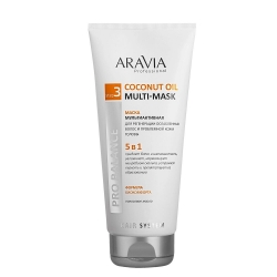 Aravia Professional Coconut Oil Multi-Mask - Маска мультиактивная 5 в 1 для регенерации ослабленных волос и проблемной кожи головы, 200 мл